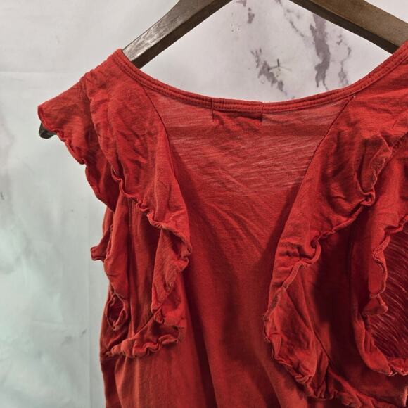Anthropologie Top Womens XS Orange Tank Ruffle Scoop Longline Burnout Tla - Picture 6 of 10